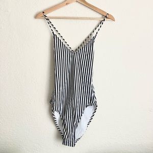 Striped one piece bathing suit